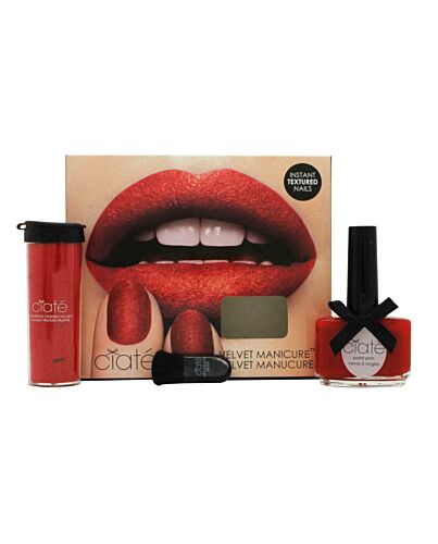 Ciate Velvet Manicure Scarletmitten Gift Set 13.5ml Boudoir Nail Polish + 8.5g Red Crushed Velvet Powder + Little Black Brush-E531361