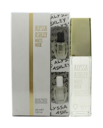 Alyssa Ashley White Musk Gift Set 100ml EDT + 5ml Musk Perfume Oil + 5ml White Musk Perfume Oil-H037753