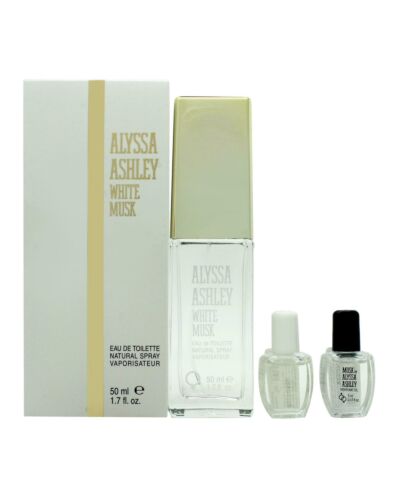 Alyssa Ashley White Musk Gift Set 50ml EDT + 5ml Musk Perfume Oil + 5ml White Musk Perfume Oil-I073993