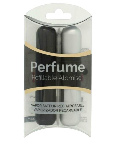 Pressit Refillable Perfume Atomiser Duo Pack - Black & Silver-K04875