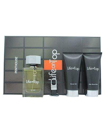 Penthouse Life On Top Gift Set 125ml EDT Spray + 150ml Aftershave Balm + 150ml Shower Gel + Key Ring-Q291105