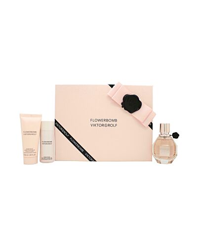 Viktor & Rolf FlowerBomb Gift Set 50ml EDP + 50ml Body Lotion + 50ml Shower Gel-W94317