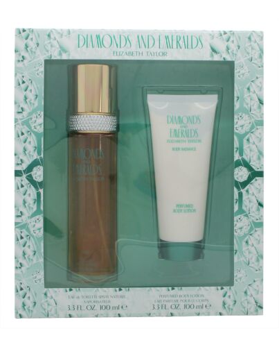 Elizabeth Taylor Diamonds & Emeralds Gift Set 100ml EDT + 100ml Body Lotion-J6281