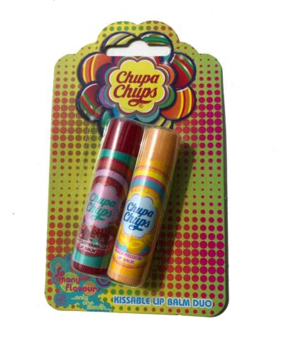 Chupa Chups Kissable Lip Balm Duo 2 x 4g - Juicy Watermelon + Peach Passion-Q394105