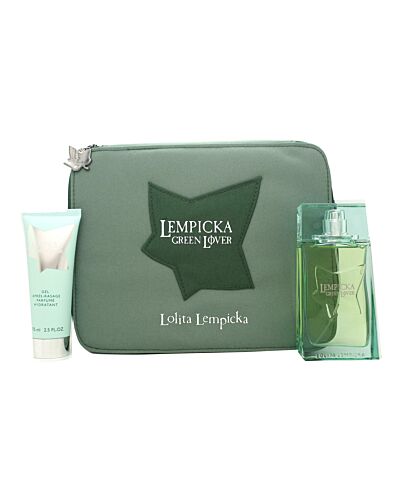 Lolita Lempicka Green Lover Gift Set 100ml EDT + 75ml Aftershave Balm + Pouch-N747884