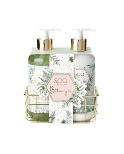 Style & Grace Spa Botanique Luxury Handcare Gift Set Eco Packaging 280ml Hand Wash + 280ml Hand Lotion + Metallic Basket-B057288