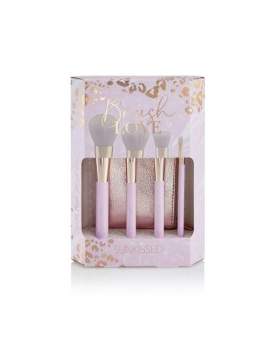 Sunkissed Brush Love Gift Set Eco Packaging 5 Pieces (This set contains:Blusher BrushPowder BrushBlending BrushEyeshadow BrushCosmetic Bag)-L524176