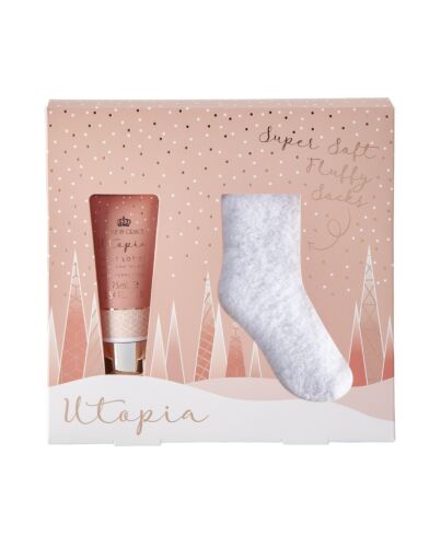 Style & Grace Utopia Sock Gift Set Eco Packaging 75ml Foot Lotion + 1 Pair Socks-N094295