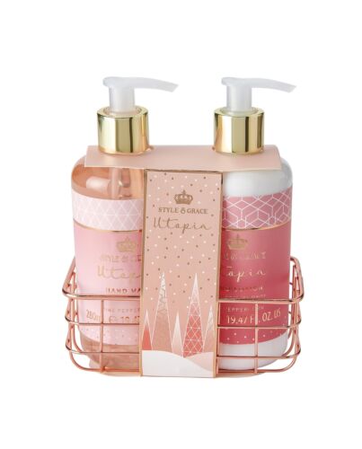 Style & Grace Utopia Luxury Hand Care Gift Set 280ml Hand Wash + 280ml Hand Lotion + Caddy-L724231