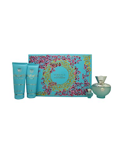 Versace Pour Femme Dylan Turquoise Gift Set 100ml EDT + 100ml Shower Gel + 100ml Body Lotion + 5ml EDT-D046841