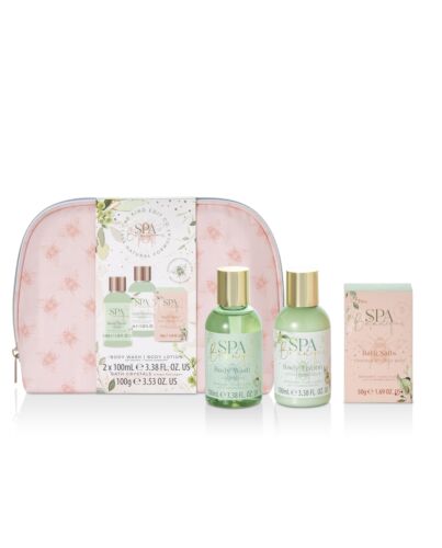 The Kind Edit Co. Spa Botanique Cosmetic Bag Gift Set 100ml Body Wash + 100ml Body Lotion + 50g Bath Salts + Cosmetic Bag-Z881424