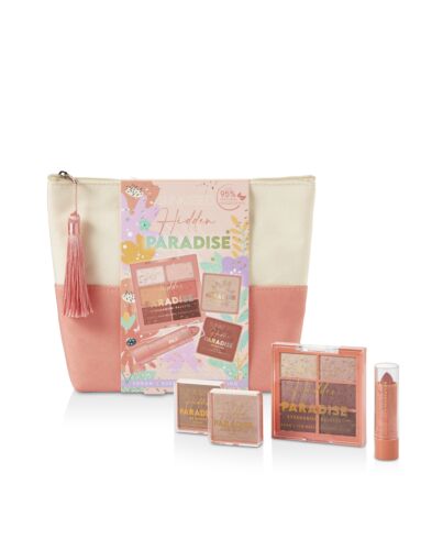 Sunkissed Hidden Paradise Gift Set 5 Pieces (This gift set contains:

4g Highlighter
4g Bronzer
8.4g Eyeshadow Palette
3.3g Lipstick
Cosmetic Bag)-F253051