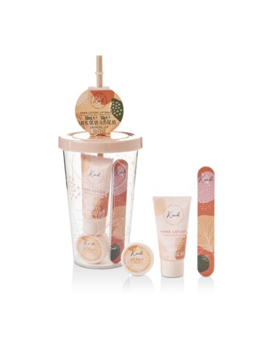 The Kind Edit Co. Kind Drinking Cup Gift Set 30ml Hand Lotion + 10g Lip Balm + Nail File + Drinking Cup With Straw-P117225